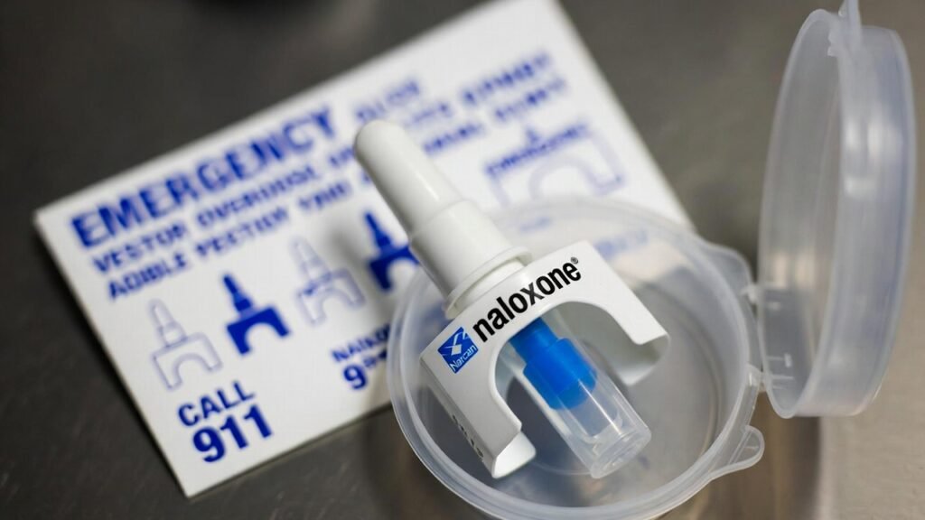 Naloxone Narcan nasal spray for reversing fentanyl overdose showing signs of fentanyl use emergency response